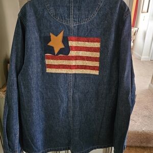 Faded Glory denim ladies jacket size M American flag